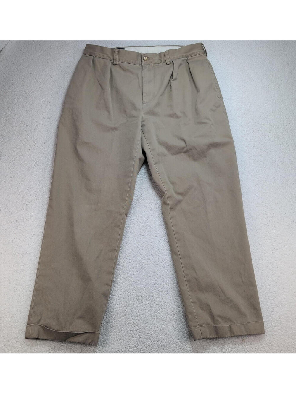 Polo Ralph Lauren Ethan Pant Mens 34x30 Khaki Chino Pleated Straight Fit Cotton